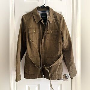 Talbots Olive Green Belted Field Chore Jacket Size Medium